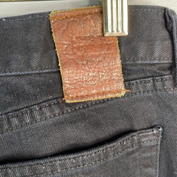 LUCKY BRAND The Rider Jeans Black Denim Mid Rise Straight Leg Frayed Hem 4/27 - Picture 6 of 15
